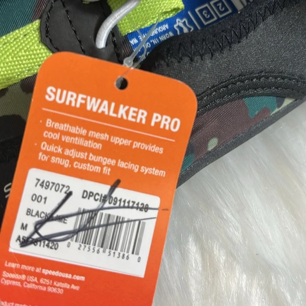 NWT Speedo Boys Black Green Water Shoes